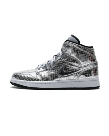 Air Jordan 1 Mid SE Disco Metallic Silver (W) CU9304-001