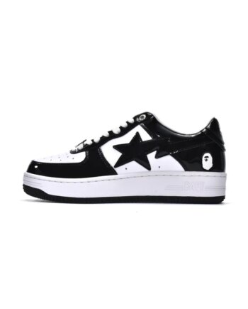 Bapesta Bathing Ape Bape Sta Low Black White 1H70-191-001